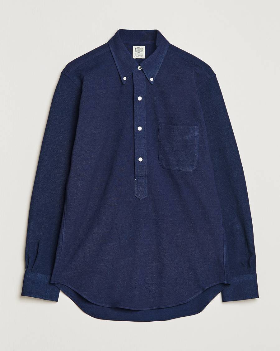 Herre | Skjorter | Kamakura Shirts | Vintage Ivy Knit Popover Shirt Navy