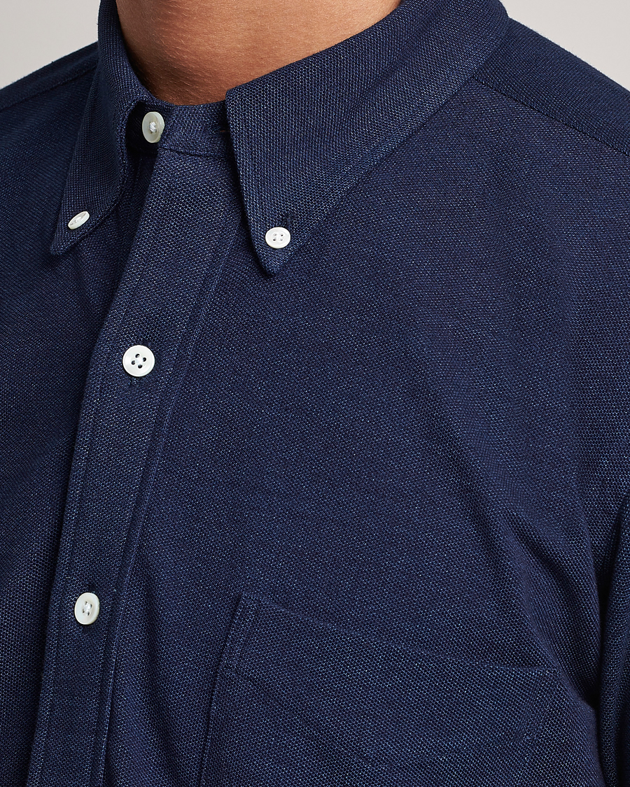 Herre | Skjorter | Kamakura Shirts | Vintage Ivy Knit Popover Shirt Navy