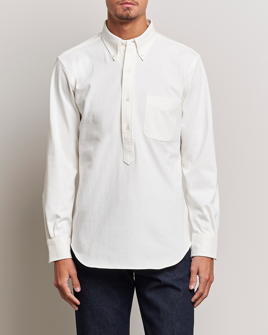 Herre |  | Kamakura Shirts | Vintage Ivy Knit Popover Shirt Off White