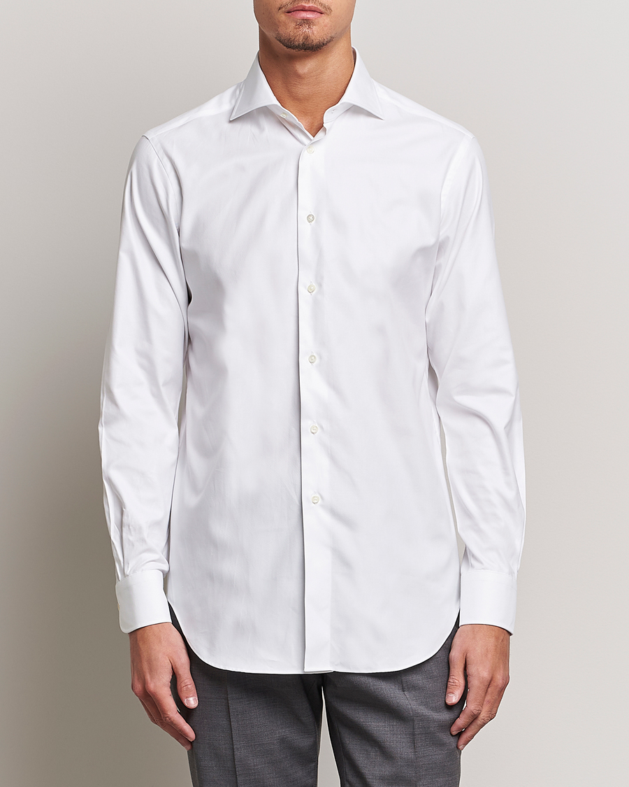 Herre | Skjorter | Kamakura Shirts | Slim Fit Royal Oxford Spread Shirt White