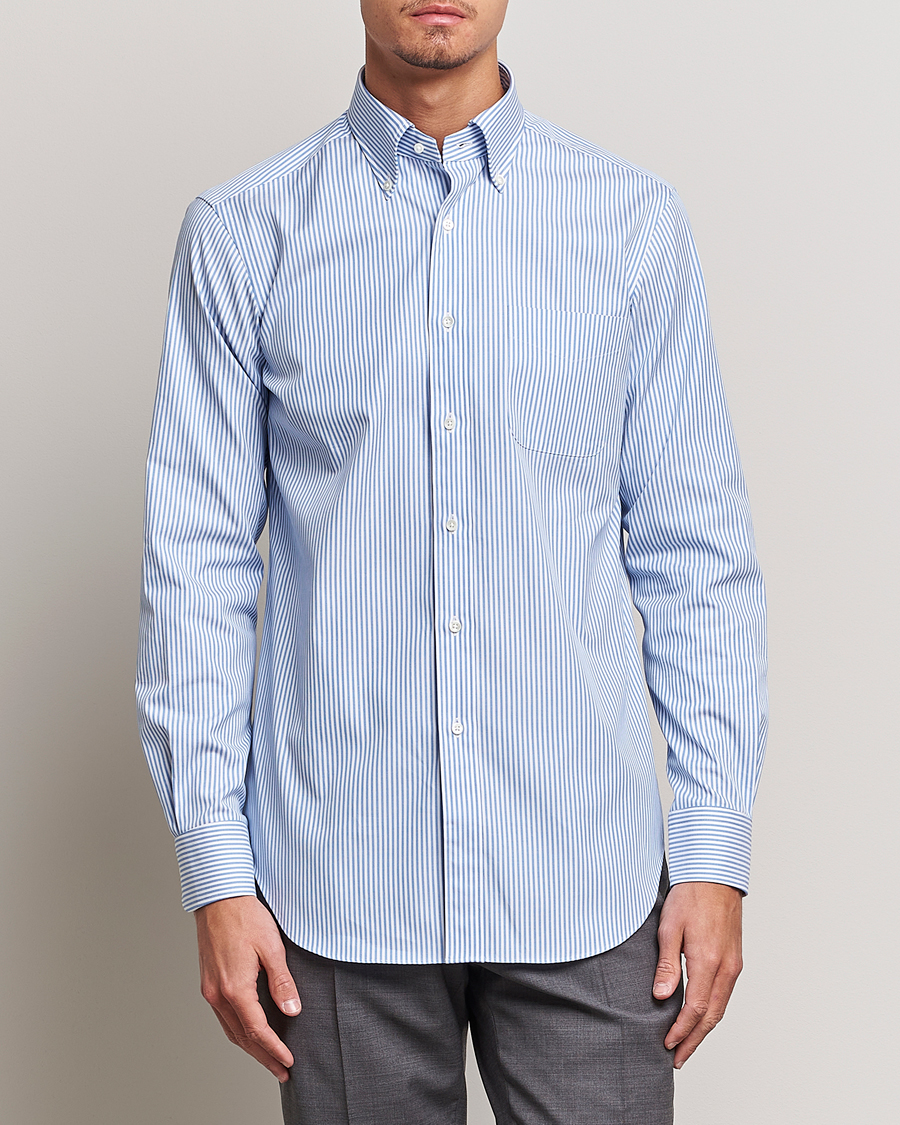 Herre | Oxfordskjorter | Kamakura Shirts | Slim Fit Oxford BD Shirt Blue Bengal Stripe