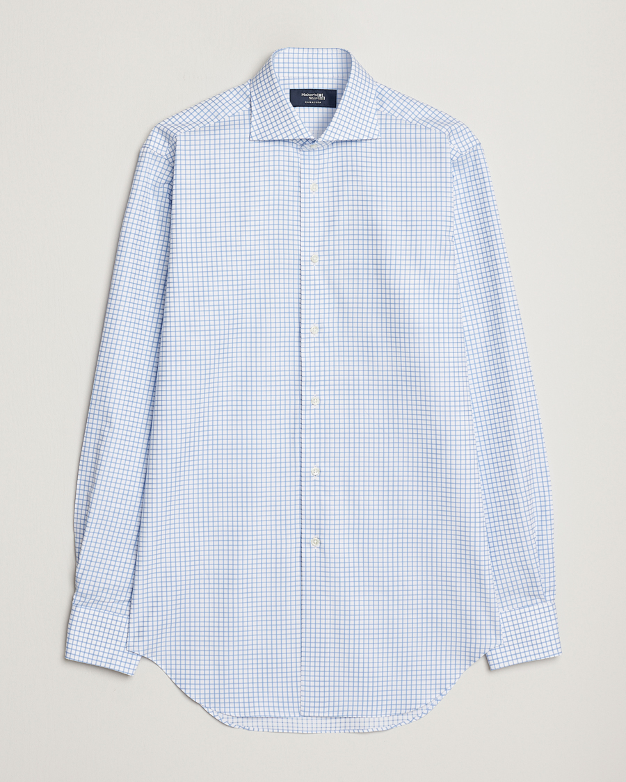 Herre | Kamakura Shirts | Kamakura Shirts | Slim Fit Twill Spread Shirt Sky Blue Check