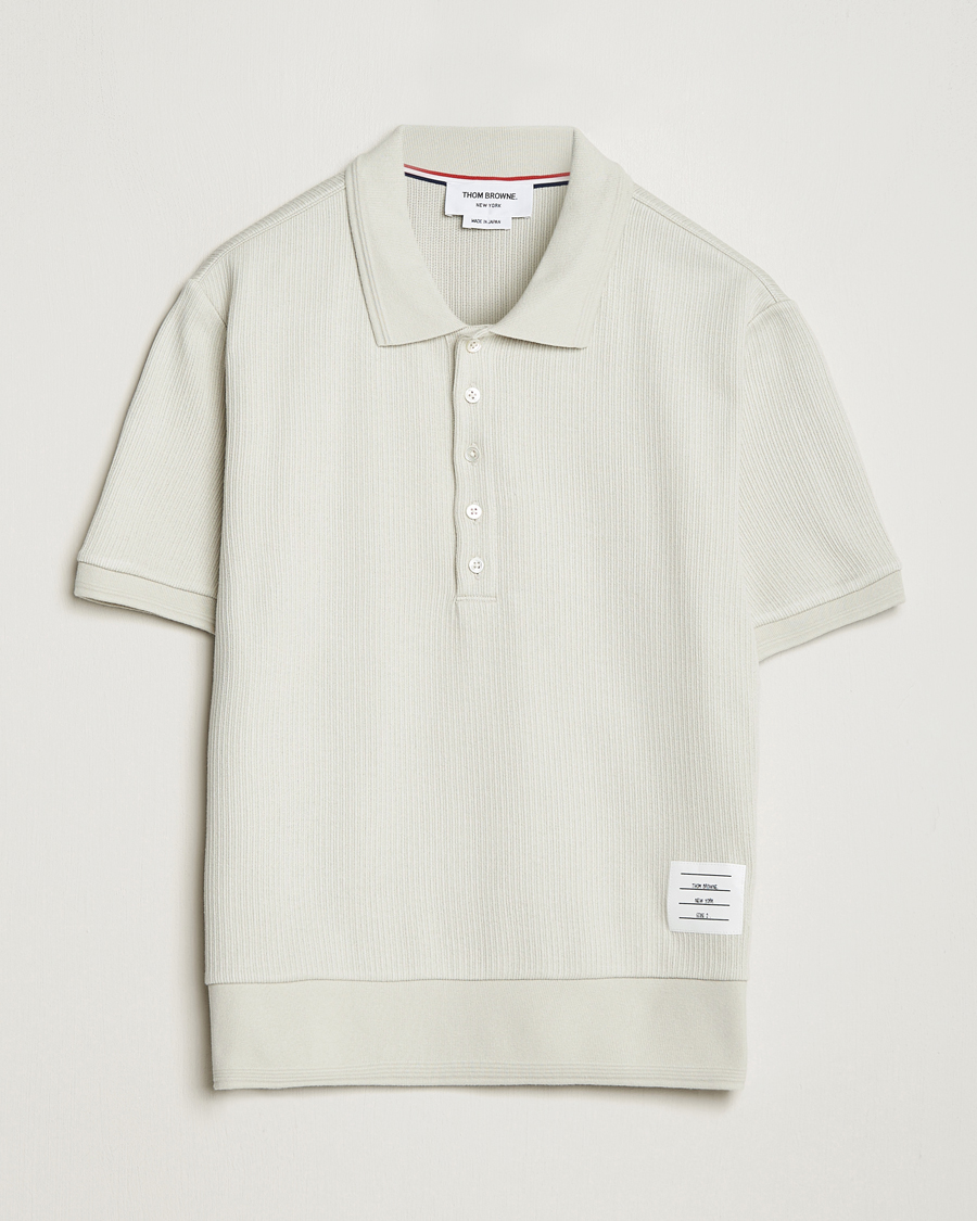 Herre | Luxury Brands | Thom Browne | Short Sleeve Knitted Polo Natural White