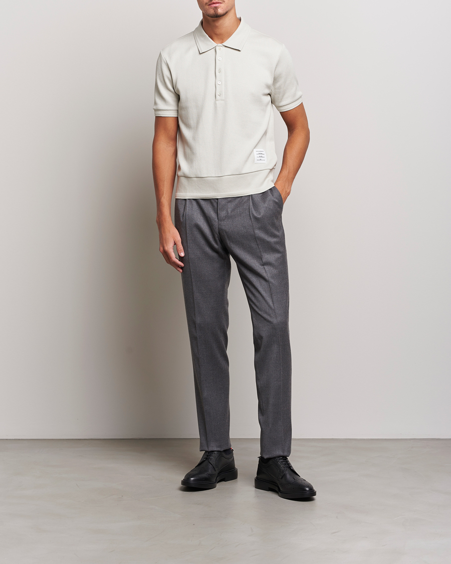 Herre | Pikéer | Thom Browne | Short Sleeve Knitted Polo Natural White