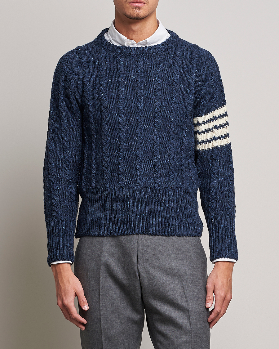 Herre |  | Thom Browne | Donegal Cable Sweater Blue