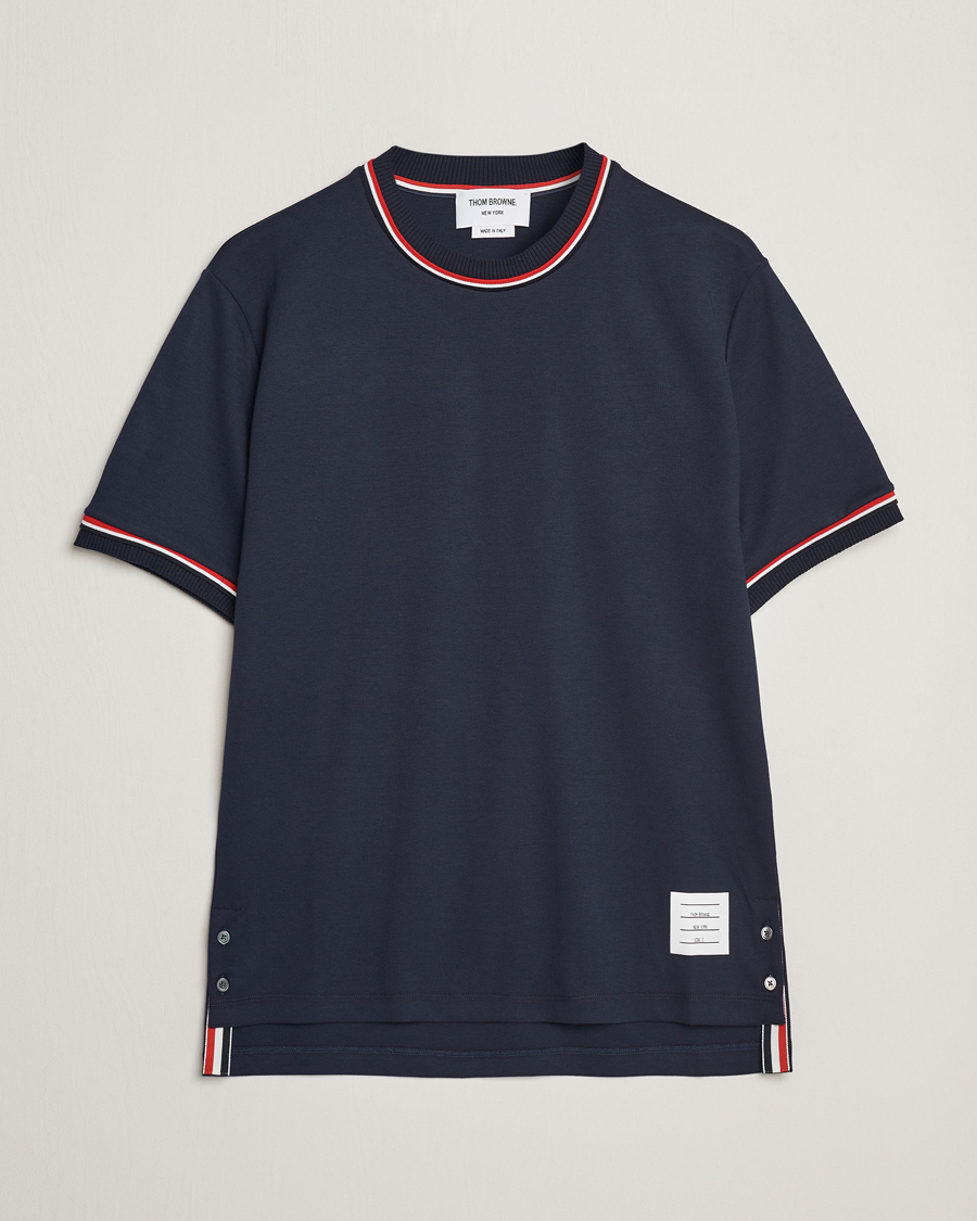 Herre | T-Shirts | Thom Browne | RWB Stripe Short Sleeve T-Shirt Navy