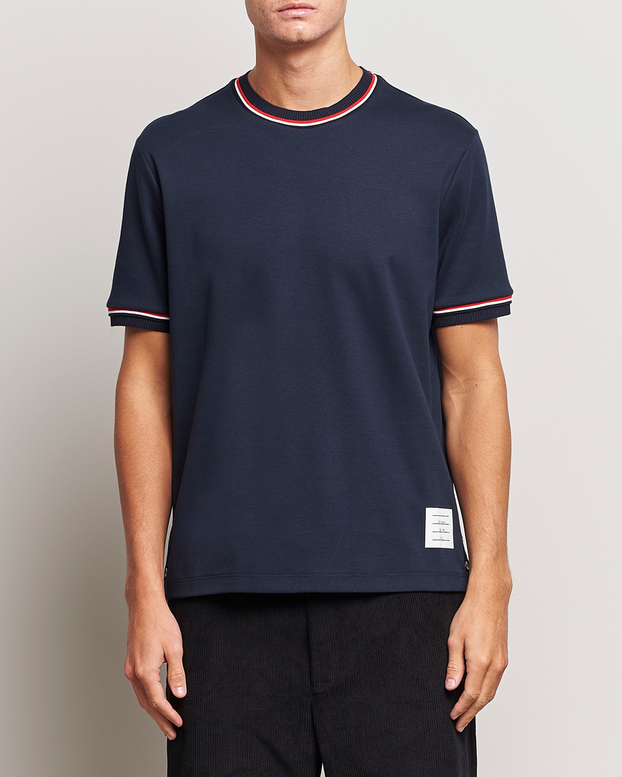 Herre | T-Shirts | Thom Browne | RWB Stripe Short Sleeve T-Shirt Navy
