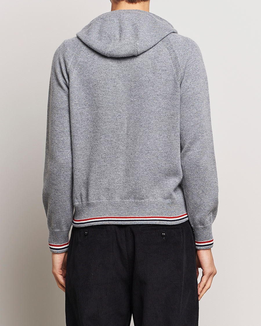 Herre | Gensere | Thom Browne | Cashmere Jersey Full Zip Hoodie Light Grey