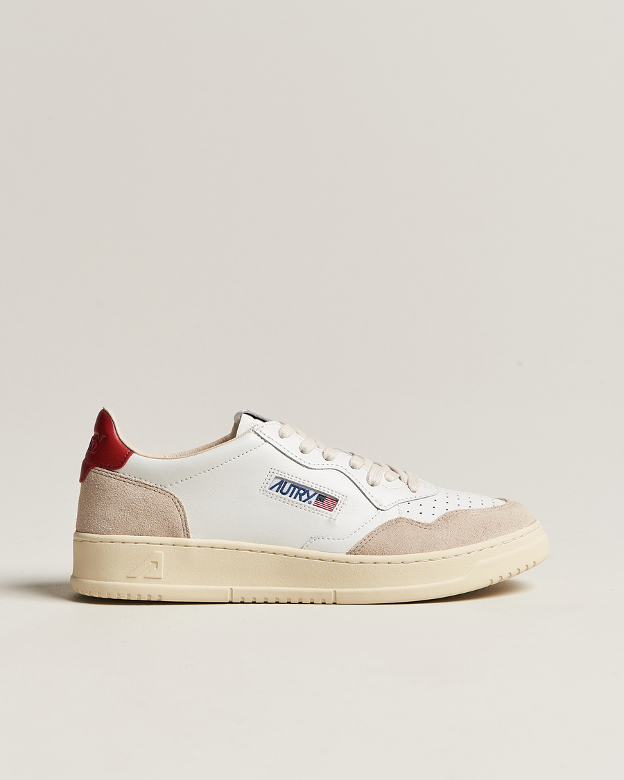 Herre | Autry Medalist Low Super Soft Leather Sneaker White/Red | Autry | Medalist Low Super Soft Leather Sneaker White/Red