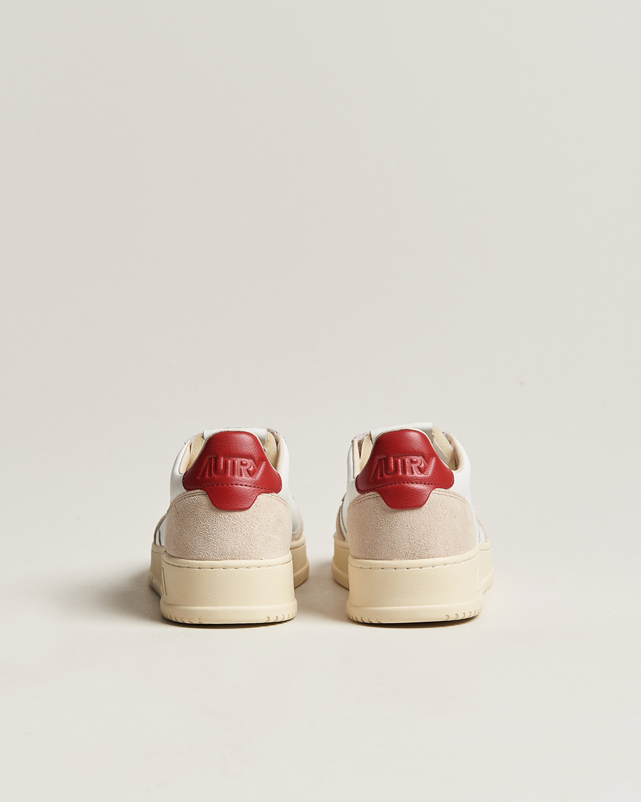 Herre | Autry Medalist Low Super Soft Leather Sneaker White/Red | Autry | Medalist Low Super Soft Leather Sneaker White/Red