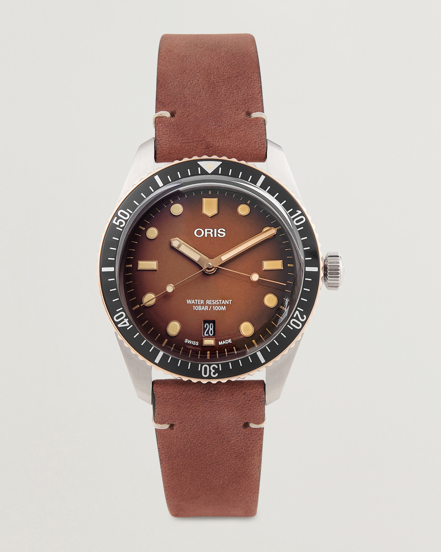 Herre | Oris Divers Sixty-Five 40mm Leather Bracelet Brown | Oris | Divers Sixty-Five 40mm Leather Bracelet Brown
