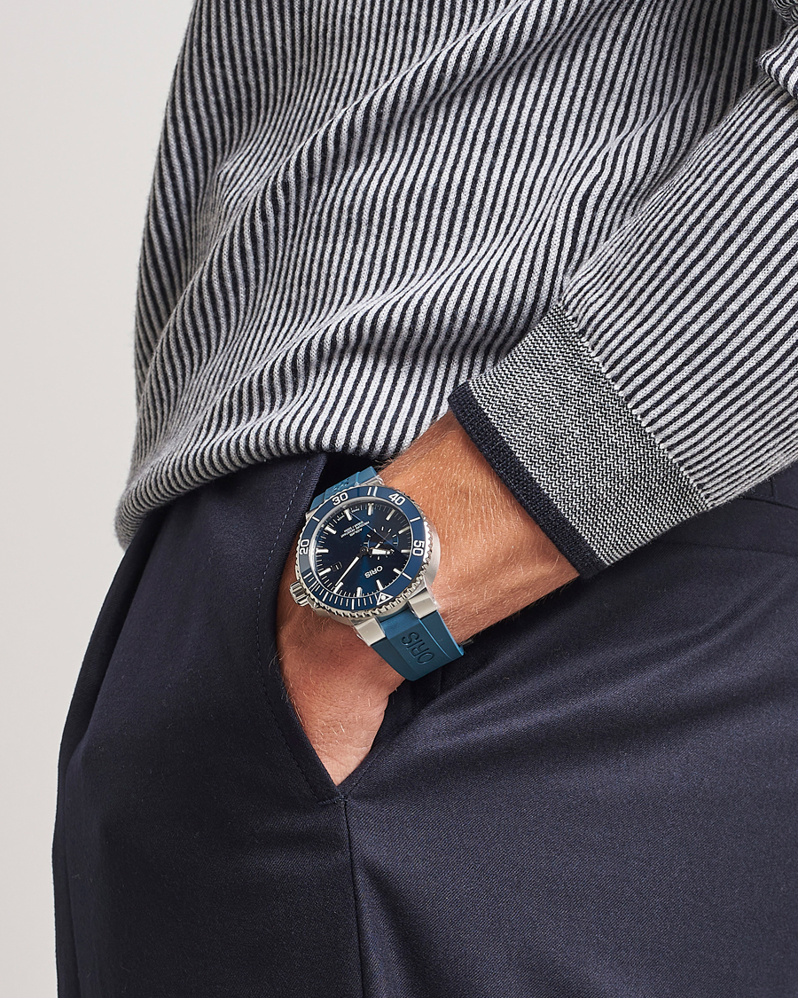Herre | Oris Aquis Small Second 45,5mm Rubber Bracelet Blue | Oris | Aquis Small Second 45,5mm Rubber Bracelet Blue