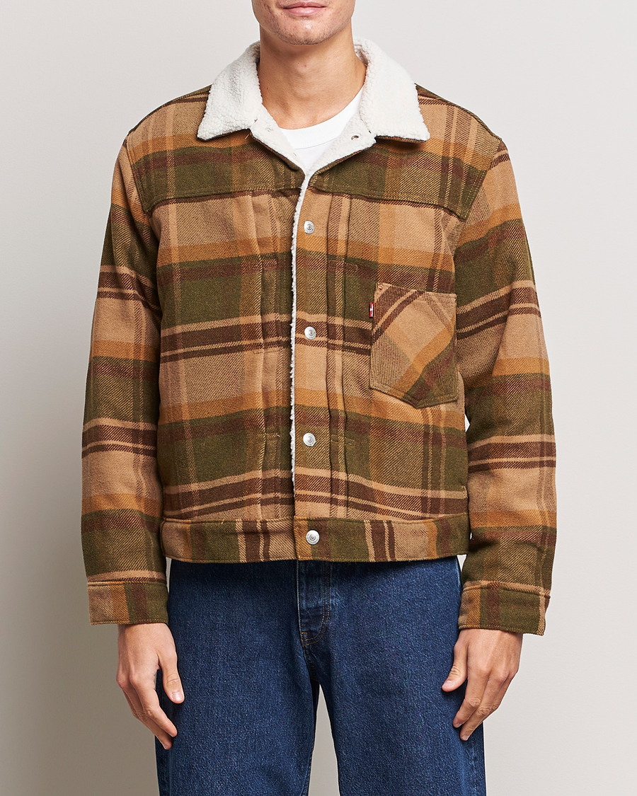 Herre | | Levi's | Type I Checked Sherpa Trucker Winter Moss