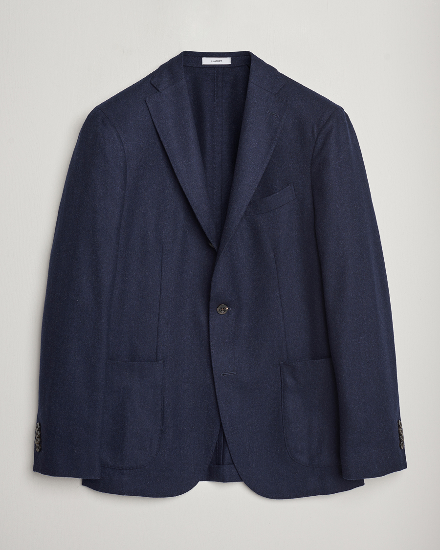 Herre | Italian Department | Boglioli | K Jacket Washed Flannel Blazer Navy