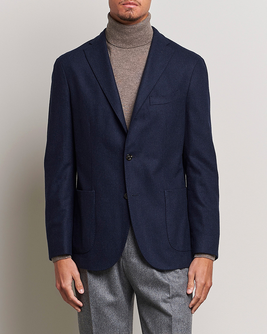 Herre | Dressjakker | Boglioli | K Jacket Washed Flannel Blazer Navy