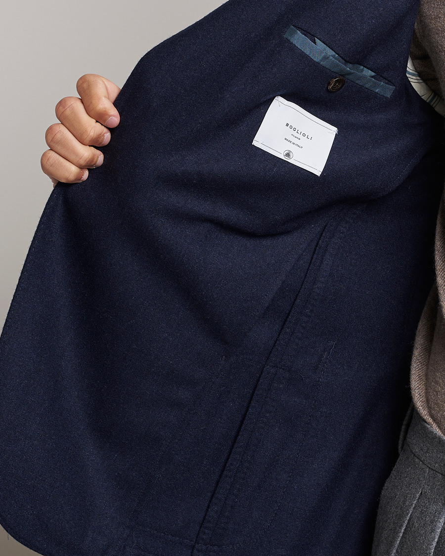 Herre | Dressjakker | Boglioli | K Jacket Washed Flannel Blazer Navy
