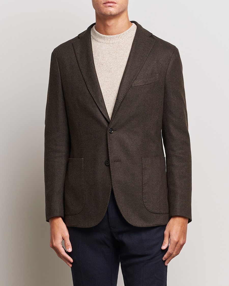 Herre | Italian Department | Boglioli | K Jacket Wool Herringbone Blazer Dark Brown