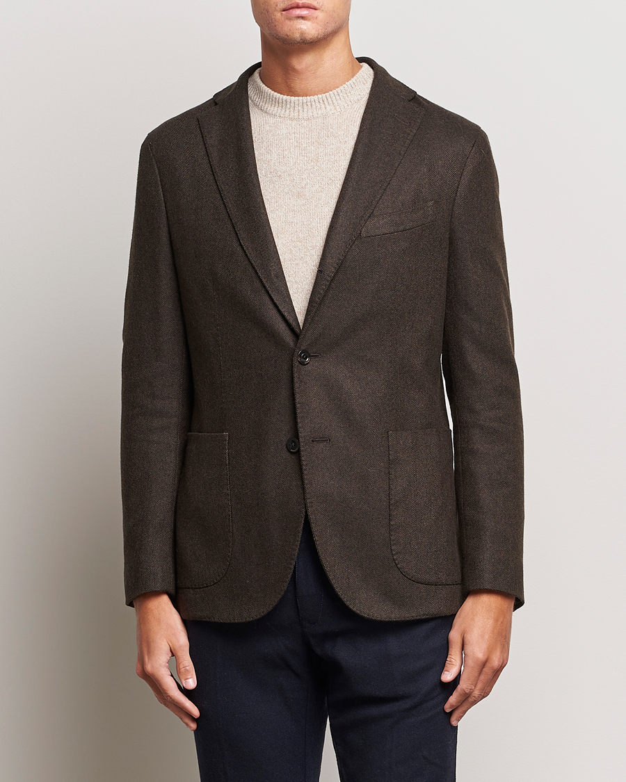 Herre |  | Boglioli | K Jacket Wool Herringbone Blazer Dark Brown