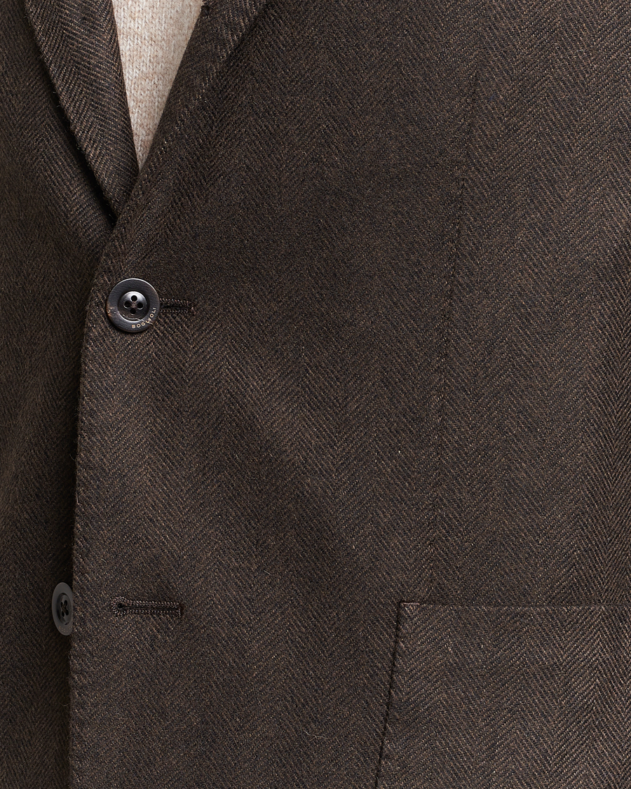 Herre | Dressjakker | Boglioli | K Jacket Wool Herringbone Blazer Dark Brown