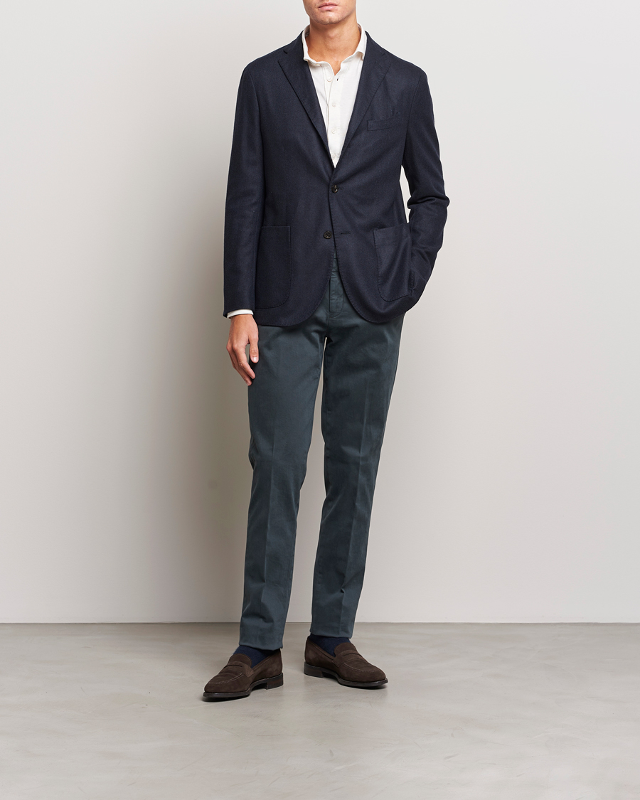 Herre | Dressjakker | Boglioli | K Jacket Dyed Flannel Check Blazer Navy