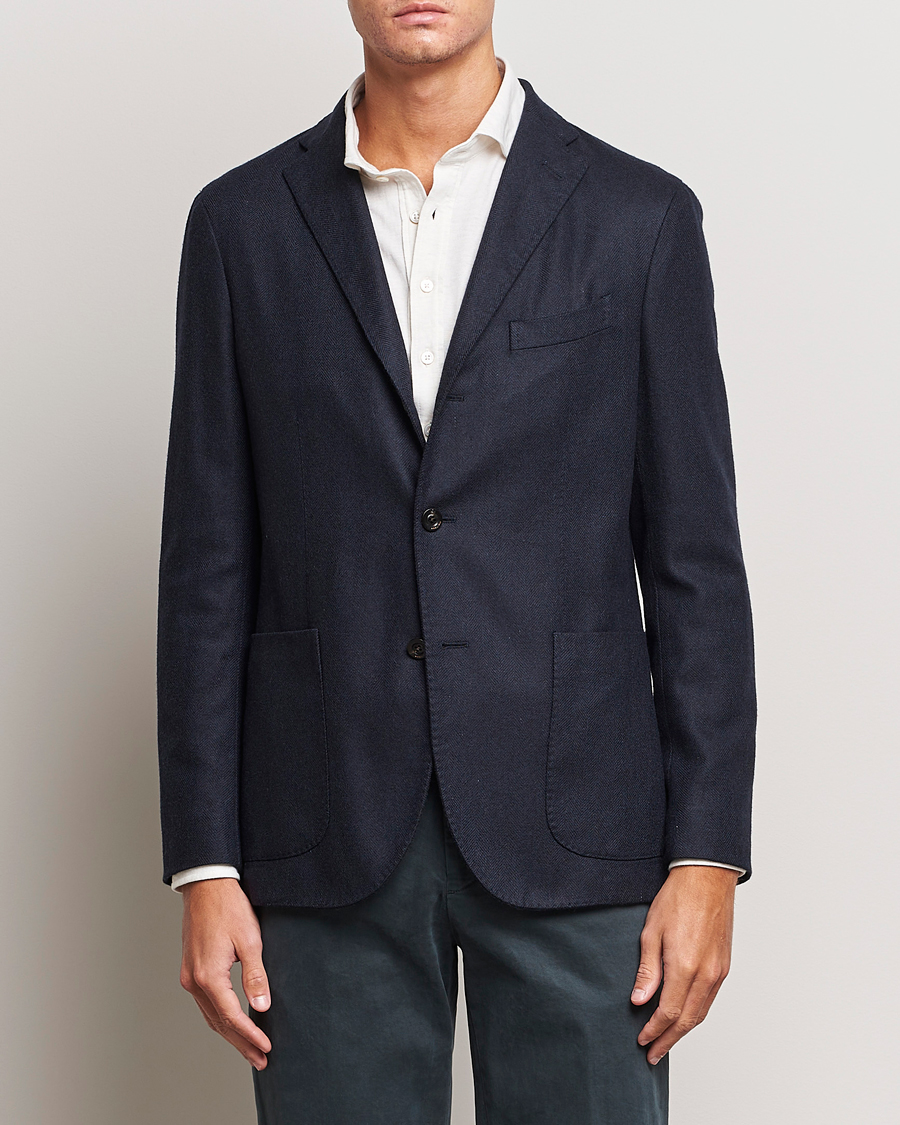 Herre |  | Boglioli | K Jacket Dyed Flannel Check Blazer Navy