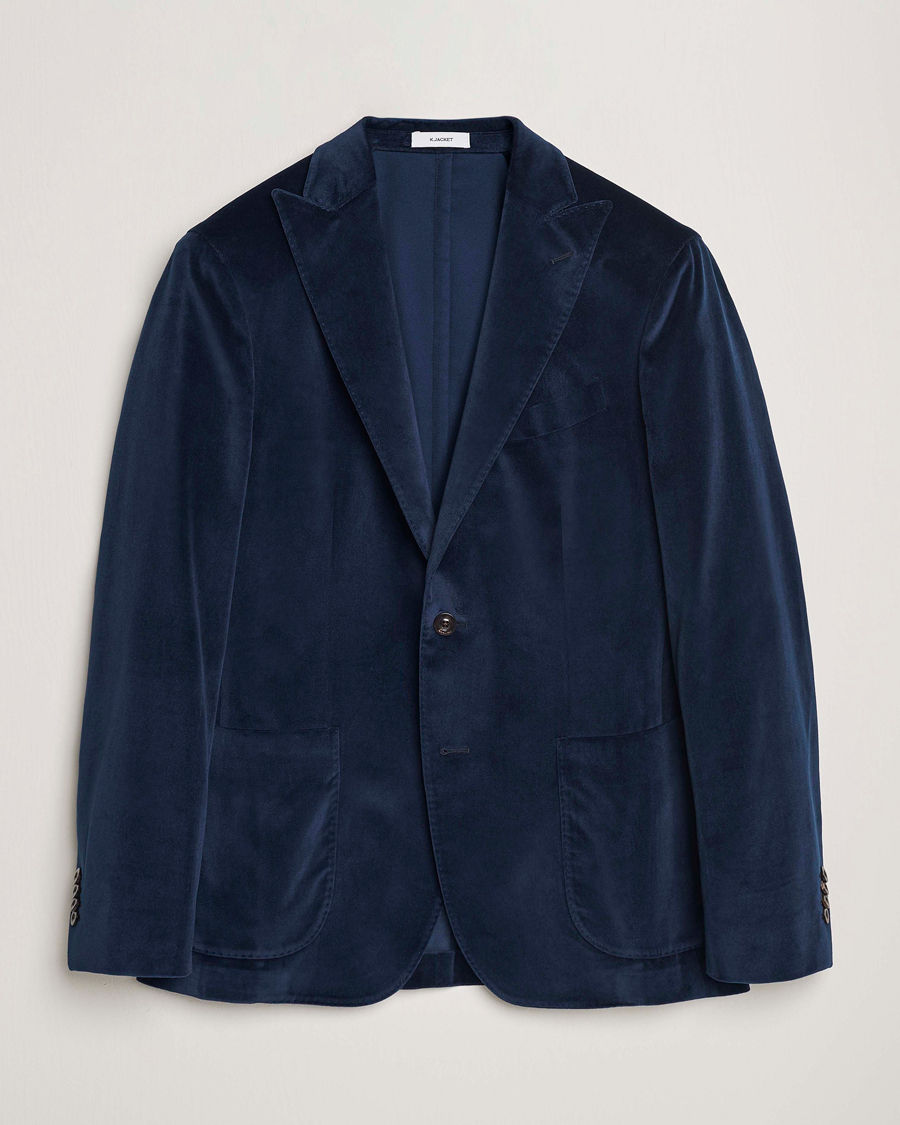 Herre | Dressjakker | Boglioli | K Jacket Peak Lapel Velvet Blazer Navy