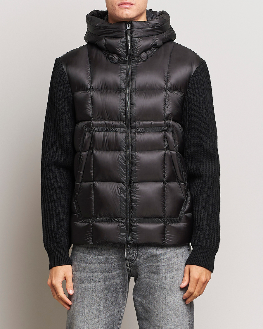 Herre | Moderne jakker | C.P. Company | Merino Wool Padded Hybrid Hood Jacket Black