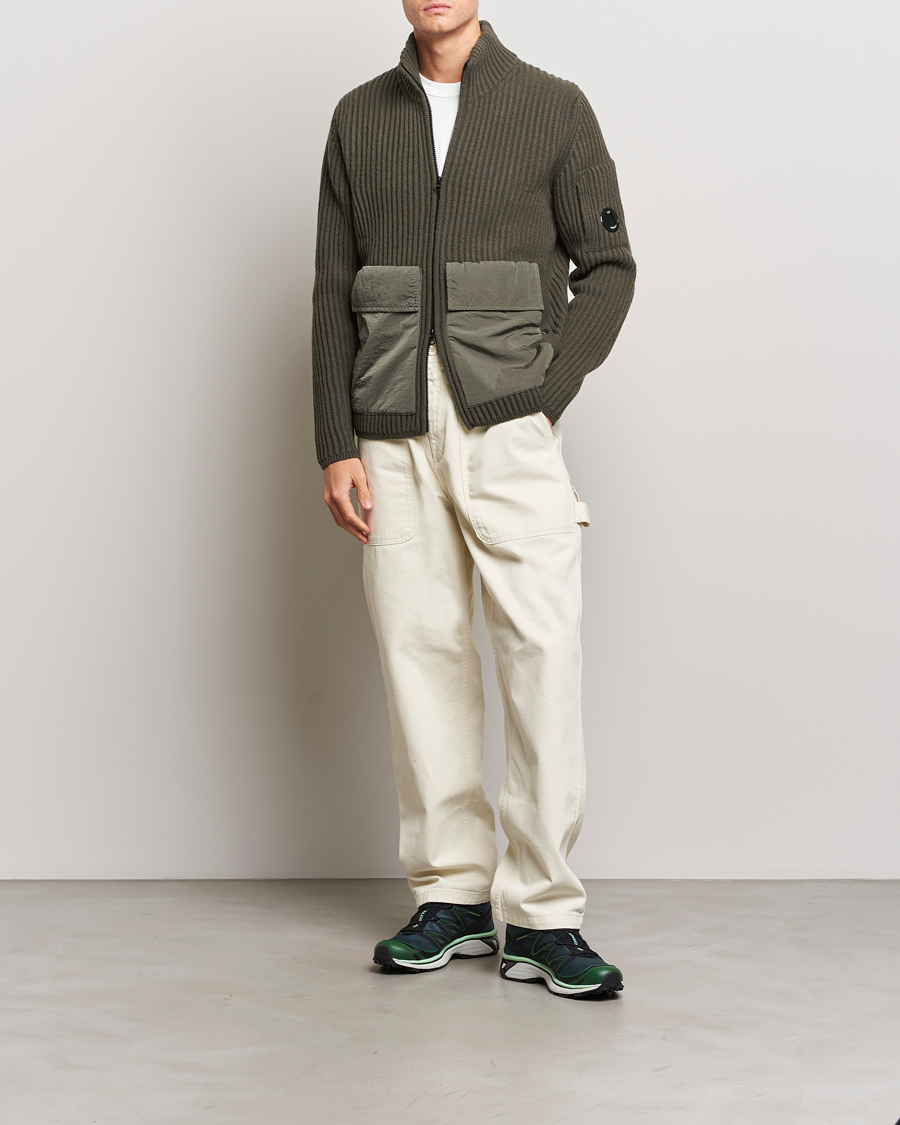 Herre | Gensere | C.P. Company | Heavy Knitted Lambswool Full Zip Olive