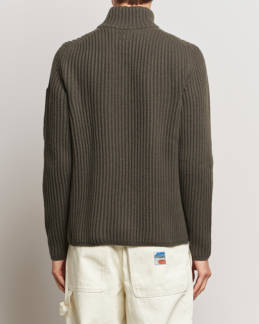 Herre | Gensere | C.P. Company | Heavy Knitted Lambswool Full Zip Olive