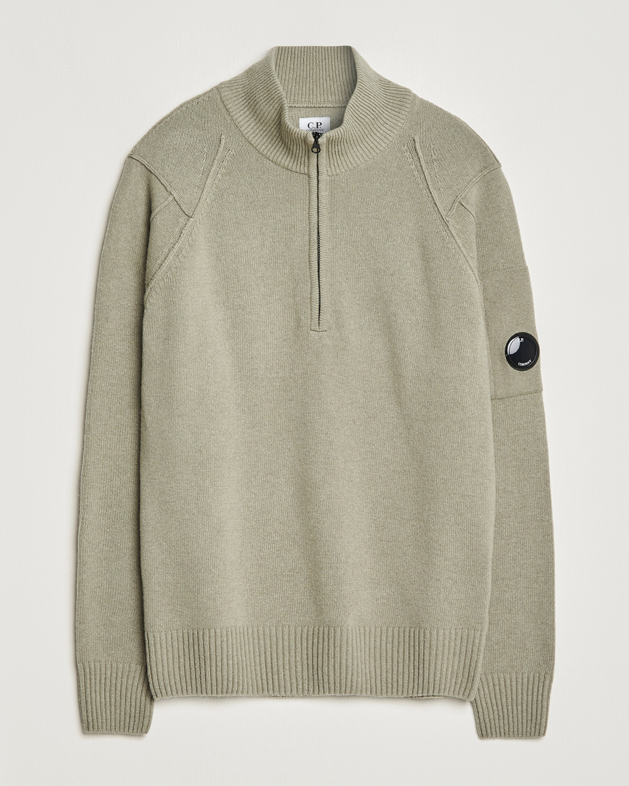 Herre | Gensere | C.P. Company | Lambswool Lens Half Zip Silver Sage