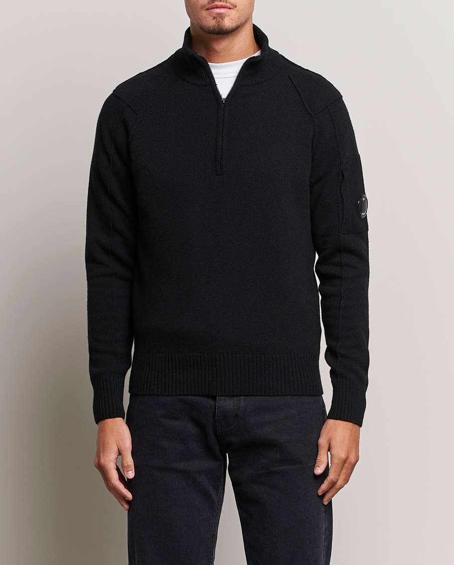 Herre | Gensere | C.P. Company | Lambswool Lens Half Zip Black