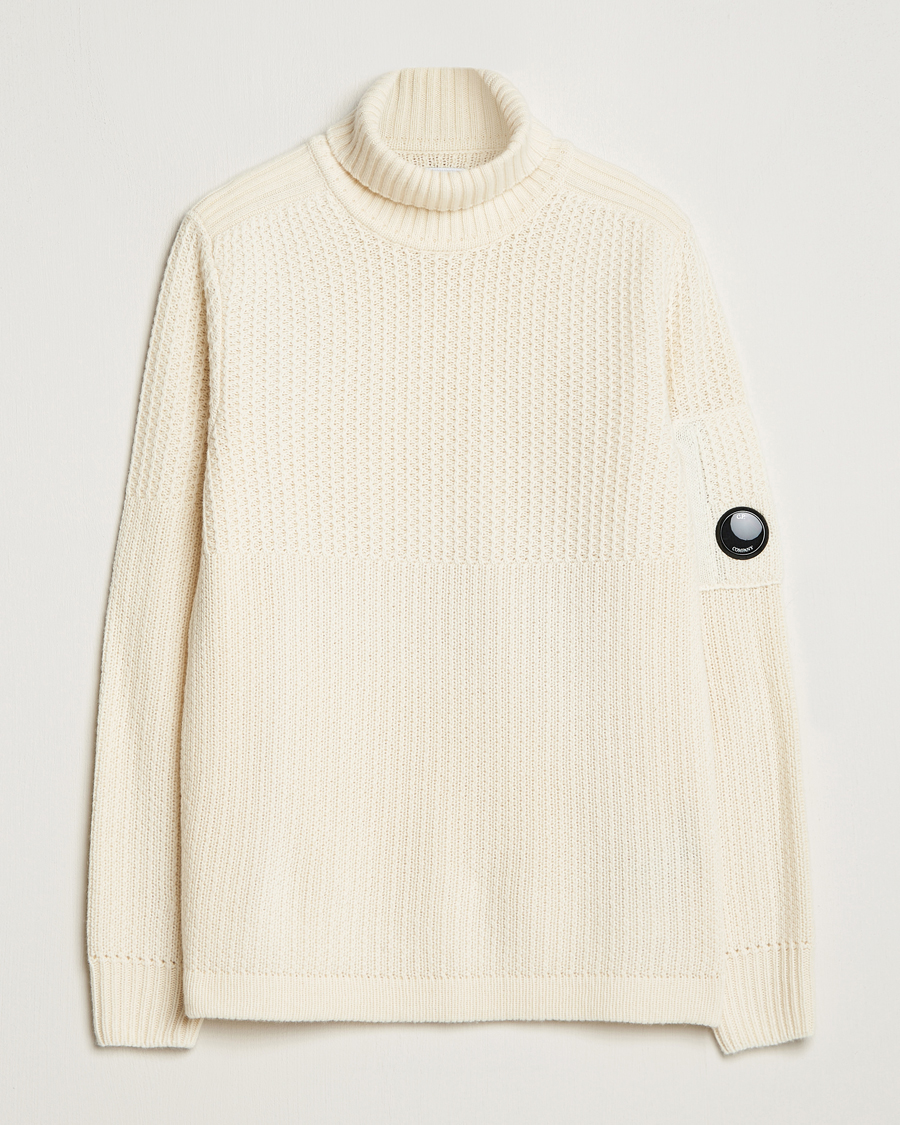 Herre | Gensere | C.P. Company | Heavy Knitted Lambswool Rollneck White