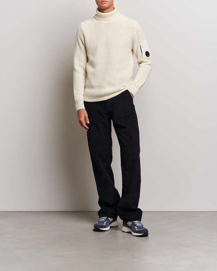 Herre | Gensere | C.P. Company | Heavy Knitted Lambswool Rollneck White