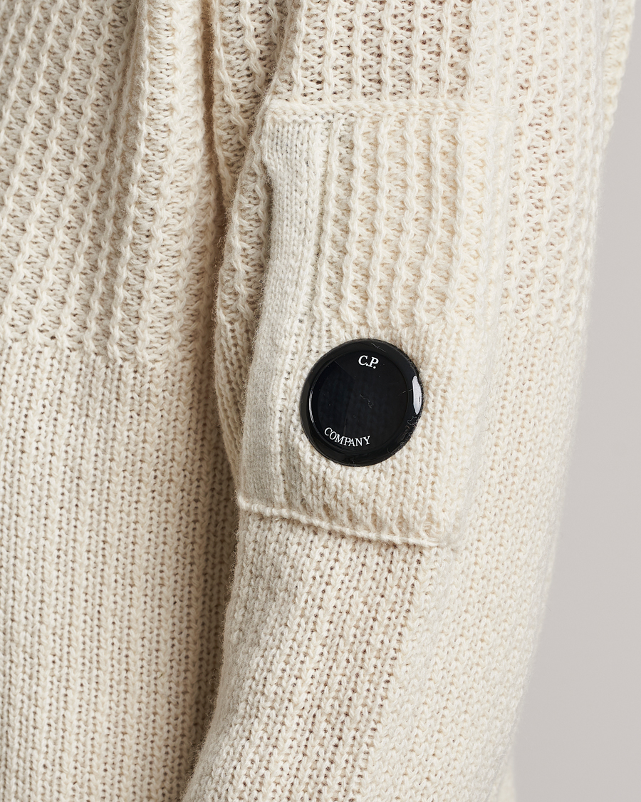Herre | Gensere | C.P. Company | Heavy Knitted Lambswool Rollneck White