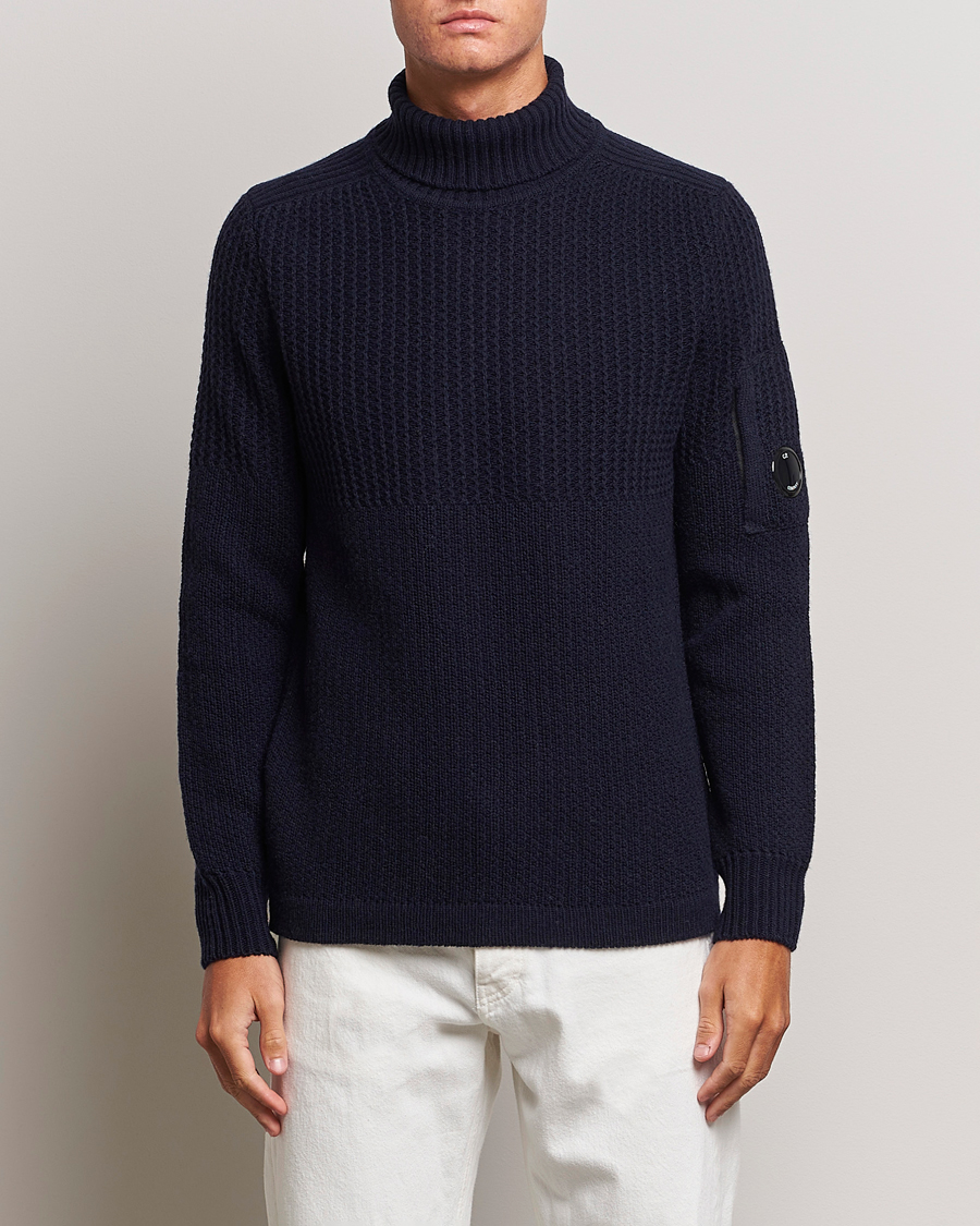 Herre | C.P. Company | C.P. Company | Heavy Knitted Lambswool Rollneck Total Eclipse