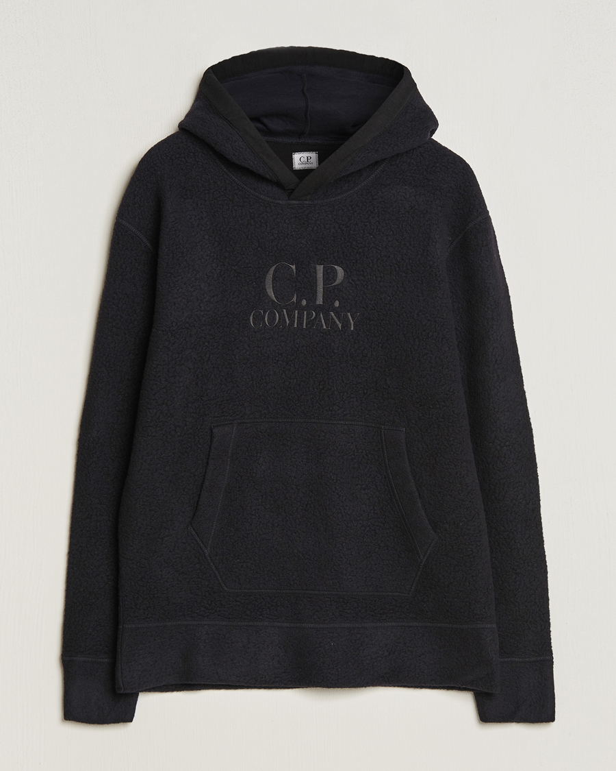 Herre | | C.P. Company | Wool Polar Fleece Logo Hood Black