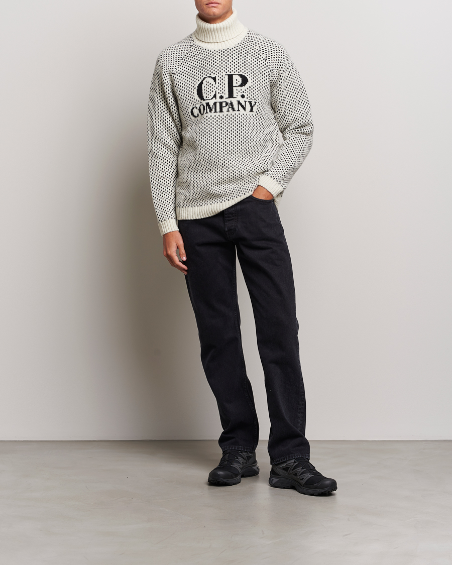 Herre | Gensere | C.P. Company | Wool Jaquard CP 3 Knitted Rollneck White