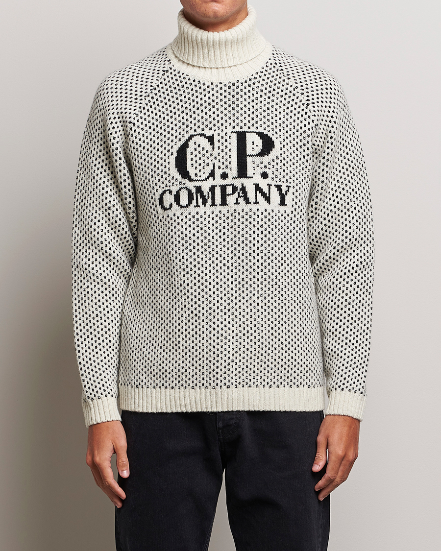 Herre | Pologensere | C.P. Company | Wool Jaquard CP 3 Knitted Rollneck White