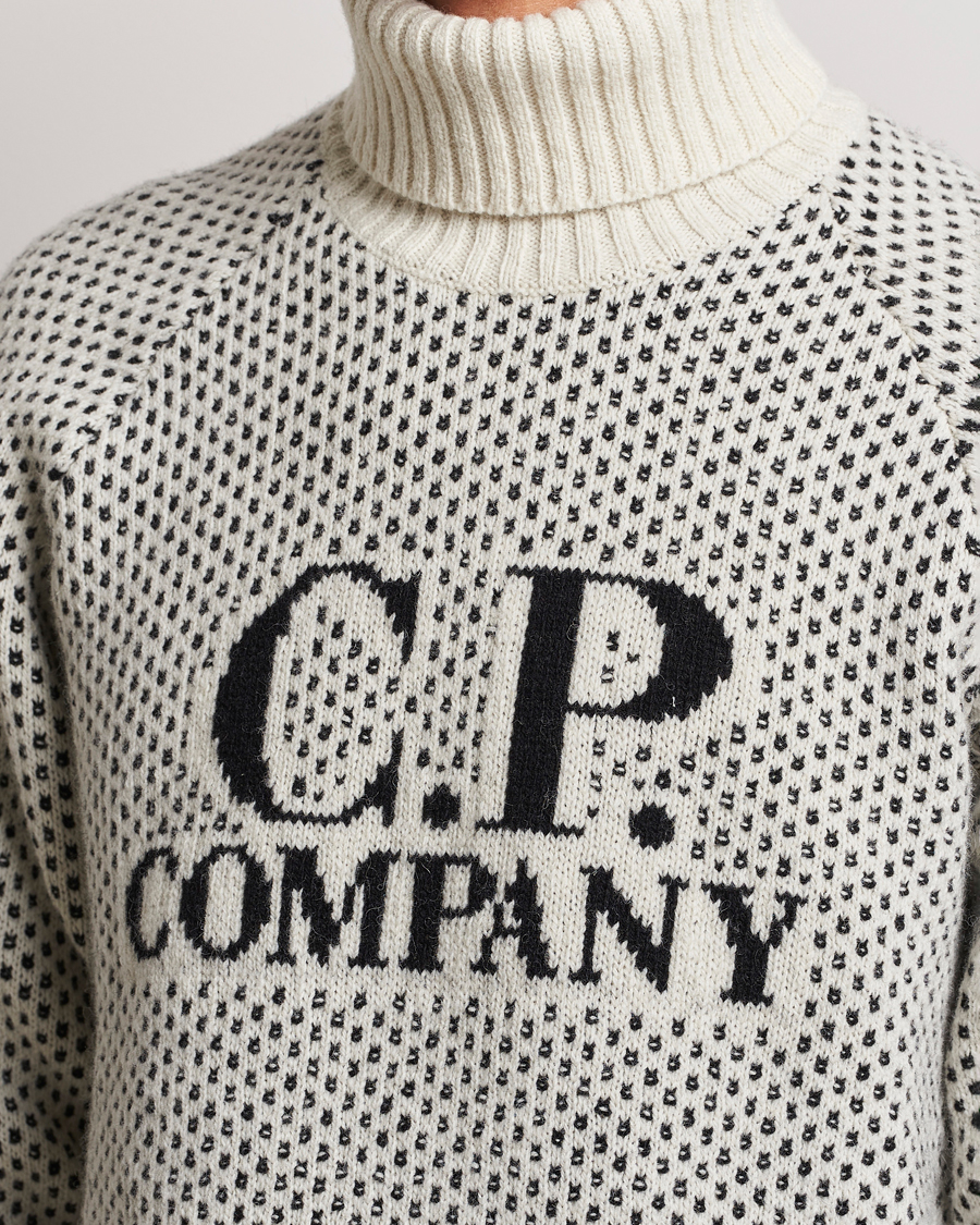 Herre | Gensere | C.P. Company | Wool Jaquard CP 3 Knitted Rollneck White