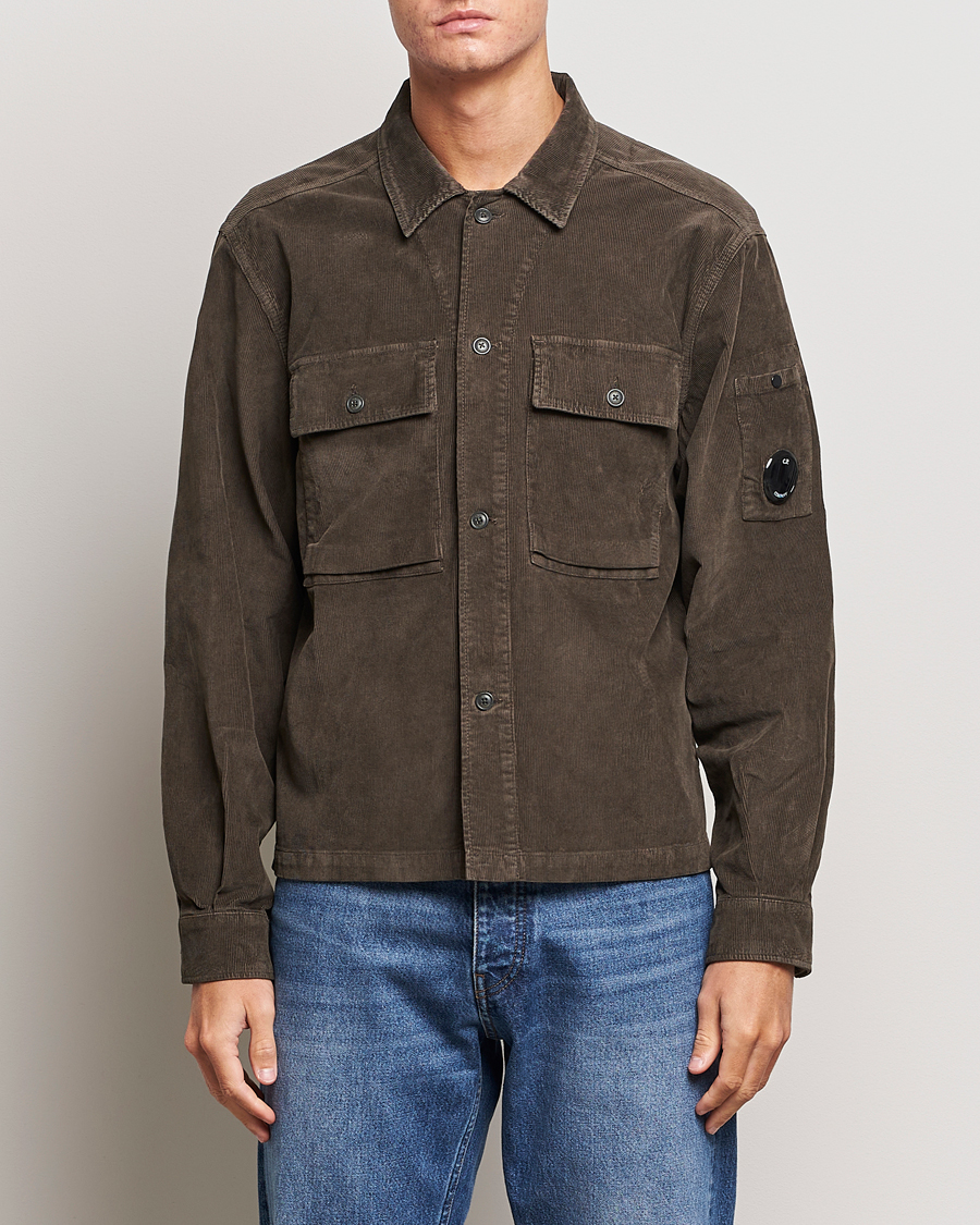 Herre |  | C.P. Company | Corduroy Double Pocket Overshirt Olive