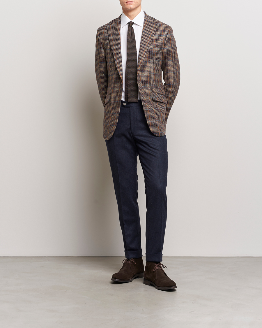 Herre | Dressjakker | Walker Slater | Edward Lambswool Houndstooth Blazer Brown/Navy