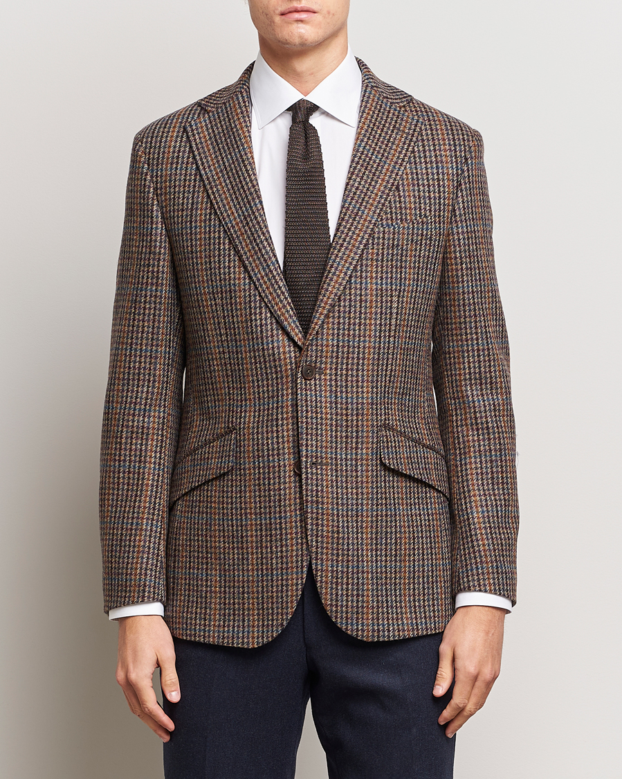 Herre |  | Walker Slater | Edward Lambswool Houndstooth Blazer Brown/Navy