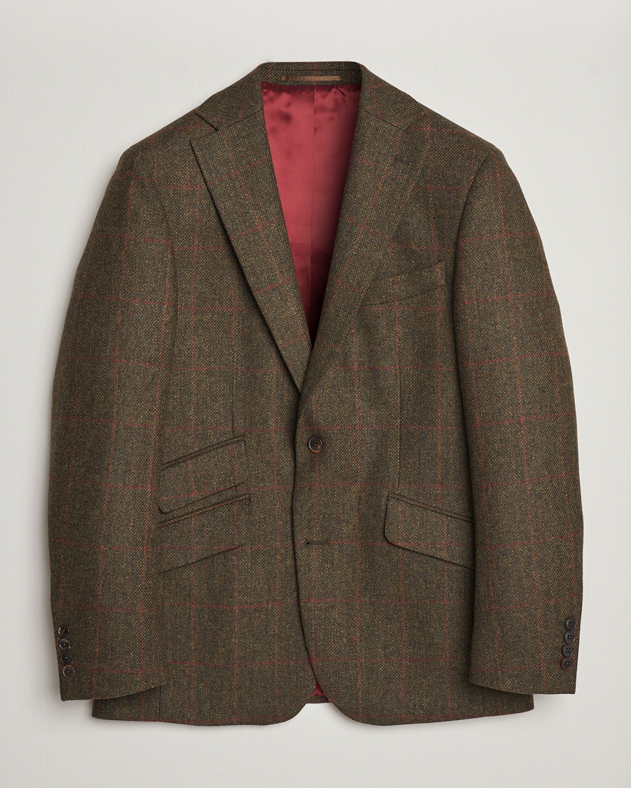 Herre | Dressjakker | Walker Slater | Edward Lambswool Windowpane Blazer Green