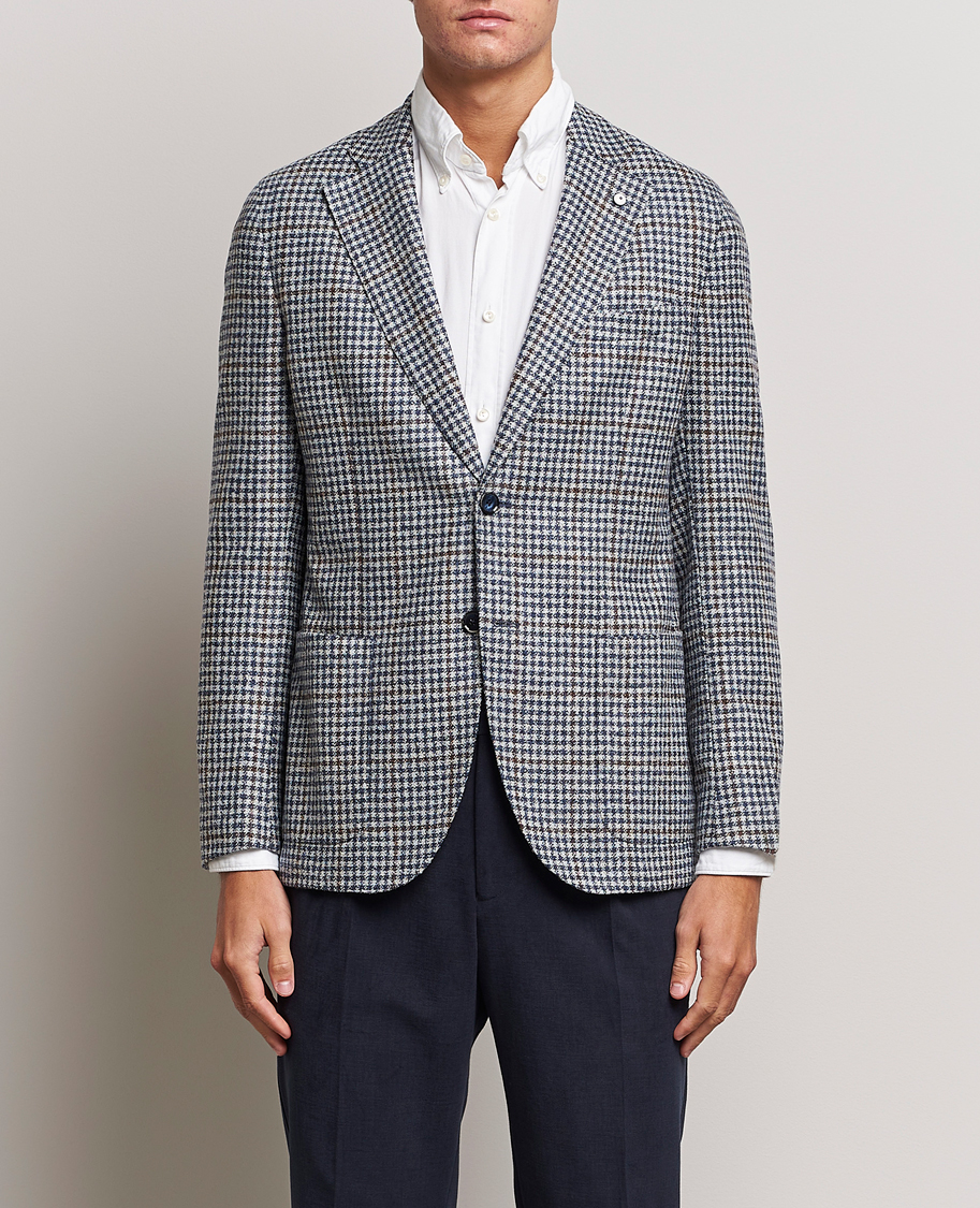 Herre | Ullblazer | L.B.M. 1911 | Jack Regular Checked Wool Blazer Blue
