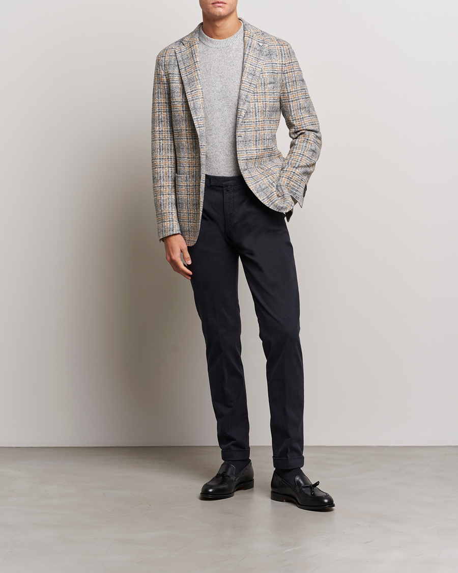 Herre | Dressjakker | L.B.M. 1911 | Jack Checked Cotton/Wool Jersey Blazer Grey