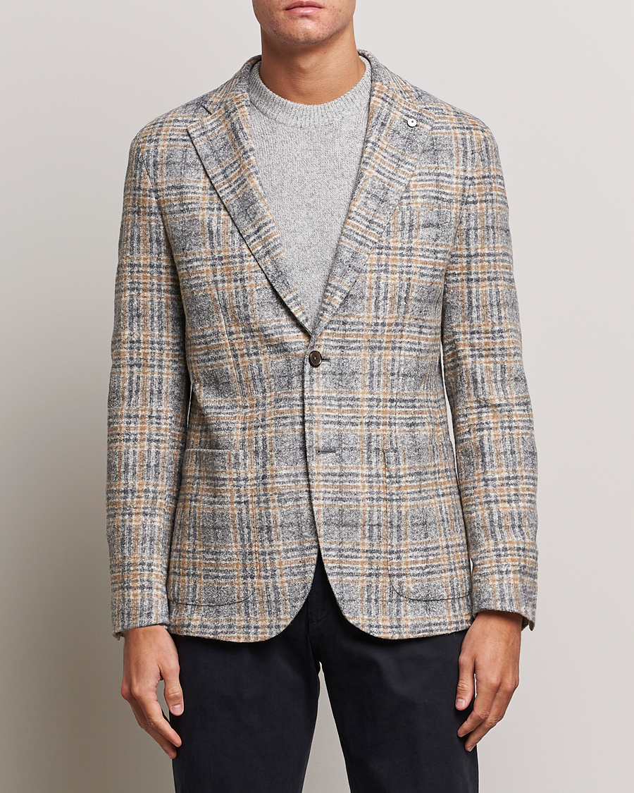 Herre | Dressjakker | L.B.M. 1911 | Jack Checked Cotton/Wool Jersey Blazer Grey