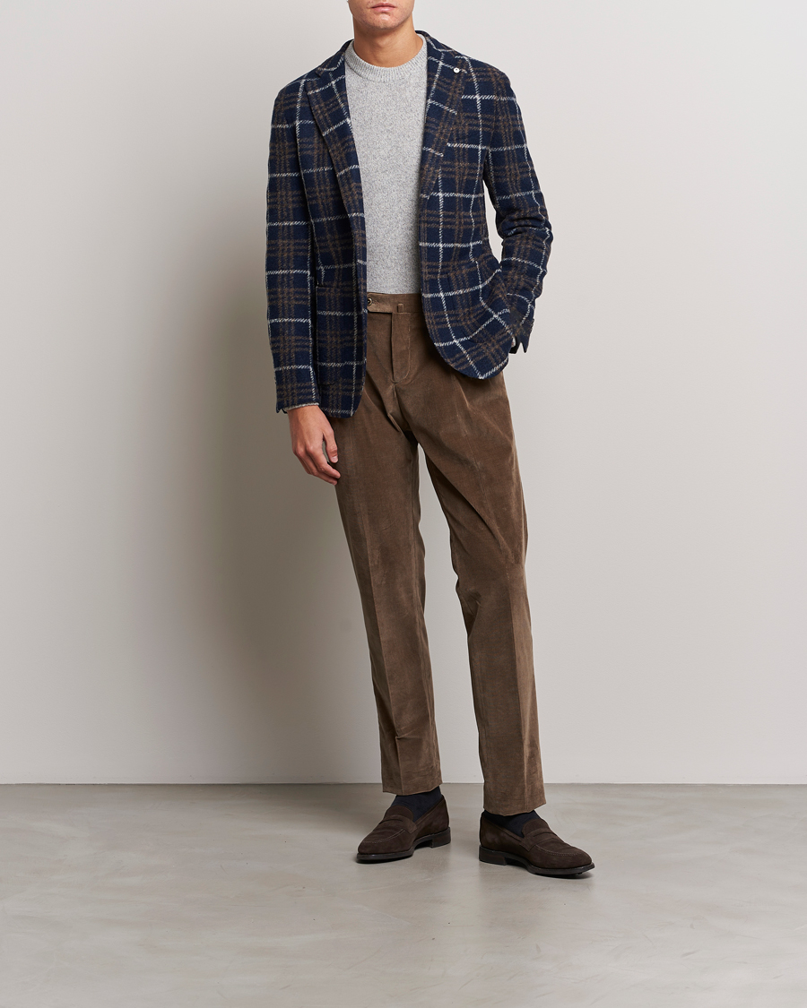 Herre | Dressjakker | L.B.M. 1911 | Jack Checked Wool Jersey Blazer Navy