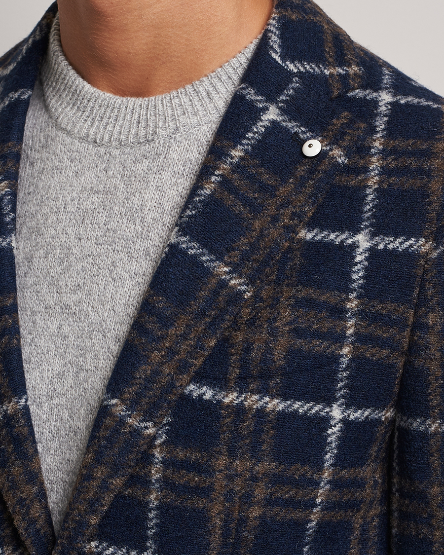 Herre | Dressjakker | L.B.M. 1911 | Jack Checked Wool Jersey Blazer Navy