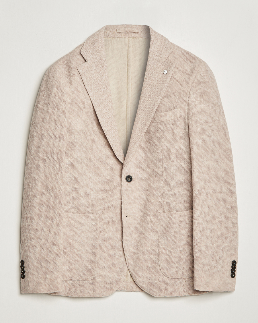 Herre | Dressjakker | L.B.M. 1911 | Knitted Punto Wool Structure Blazer Beige