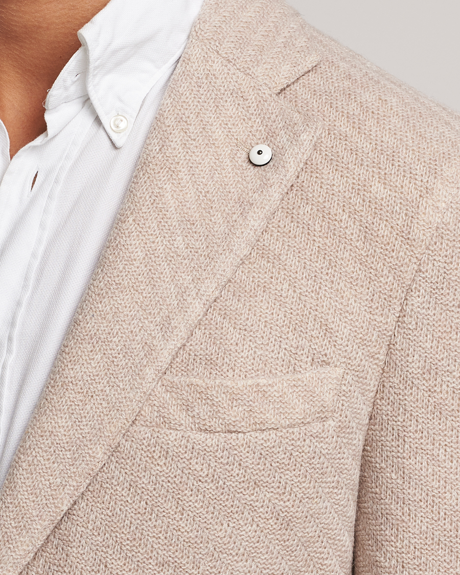 Herre | Dressjakker | L.B.M. 1911 | Knitted Punto Wool Structure Blazer Beige
